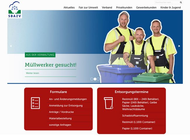 SBAZV Relaunch Website Index Müllwerker